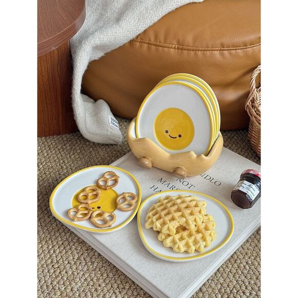Adorable Ceramic Egg Plate - Breakfast Snack Tray Fun & Functional Design - Picture 8 of 11